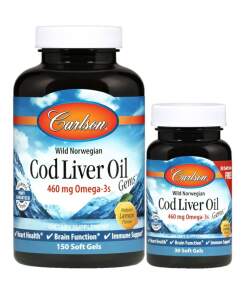 Carlson Labs - Wild Norwegian Cod Liver Oil Gems 460mg - 150 + 30 softgels