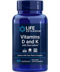 Life Extension - Vitaminer D og K med Hav-Iod - 60 kapsler