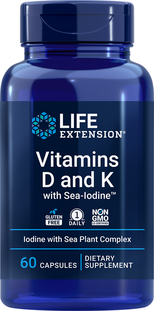 Life Extension - Vitaminer D og K med Hav-Iod - 60 kapsler