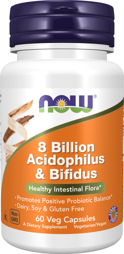 NOW Foods - 8 Milliarder Acidophilus & Bifidus - 60 kapsler