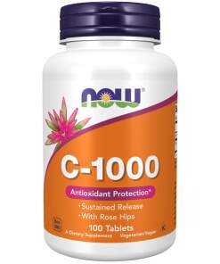 NOW Foods - C-vitamin-1000 med hyben - Langsom frigivelse - 250 tabletter