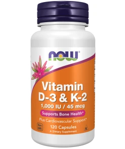 NOW Foods - Vitamin D-3 & K-2 - 120 kapsler