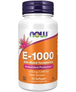 NOW Foods - Vitamin E-1000 - Naturlig (Blandede Tocopheroler) - 50 bløde kapsler