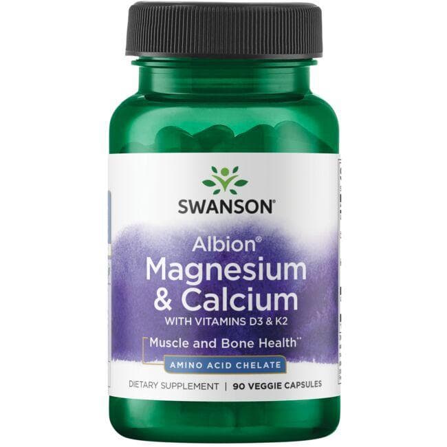 SWANSON Albion Chelat Magnesium og Calcium med D-3 og K-2