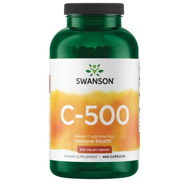 SWANSON C-vitamin 500 mg + vild rose 400 kapsler