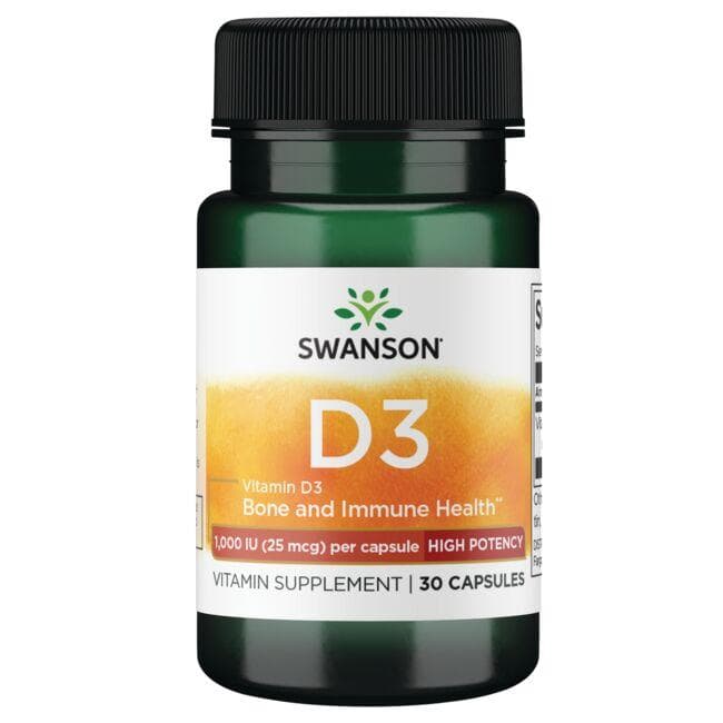SWANSON D-vitamin D-3 1000IE 30 kapsler