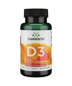 SWANSON Vitamin D-3 400IE 250 kapsler