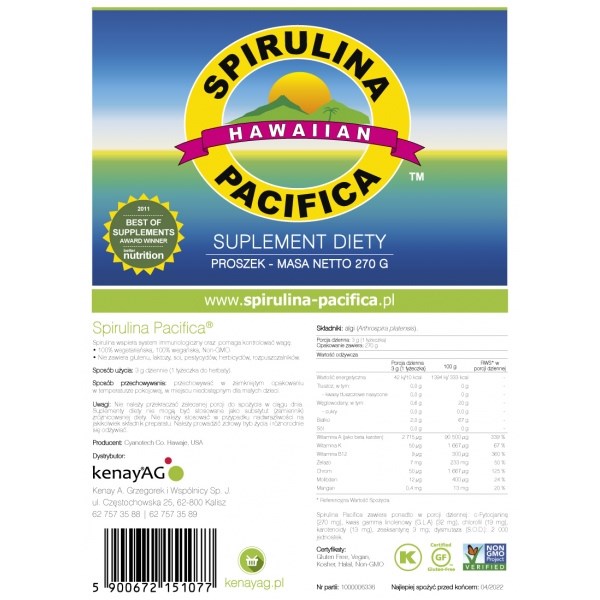 KENAY Spirulina Pacifica Powder (270 g / 9