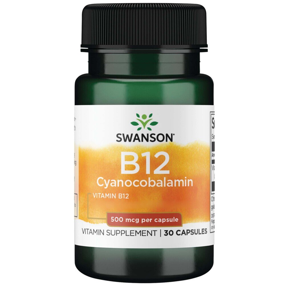 Swanson Vitamin B12 Cyanocobalamin 500mcg 30 capsules